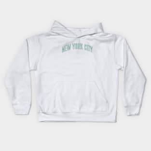 New York City Green Apple Outline Kids Hoodie